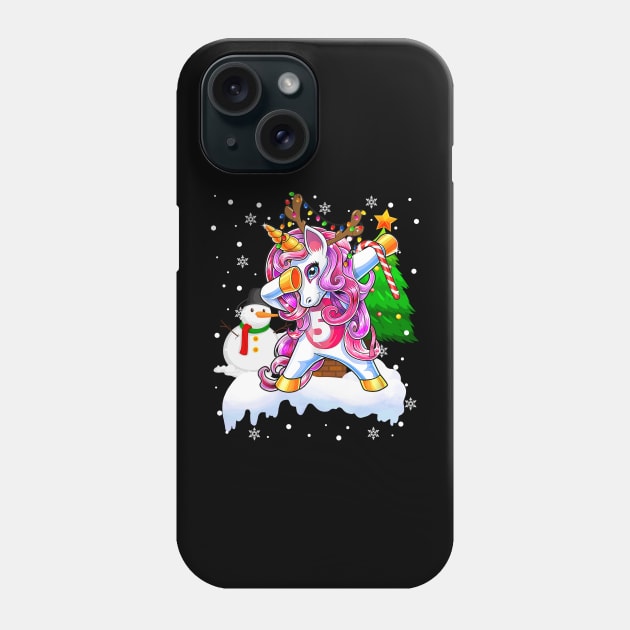 Funny Christmas Lights Dabbing Unicorn Snowman Dab Dance Unicorn Xmas Phone Case by springins