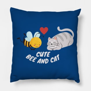 Cute Bee and Cat Pillow