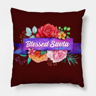 Blessed Savta Floral Design with Watercolor Roses Pillow