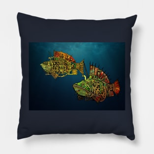 Steampunk Fish #3 Pillow