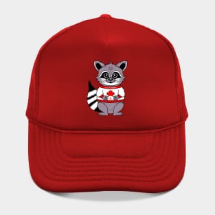 Canadian Pride, Cute Raccoon Wearing A Canada Sweater Hat