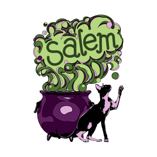 Salem MA Cat and Cauldron T-Shirt