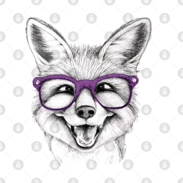 Smiling baby fox with glasses by Rising_Air