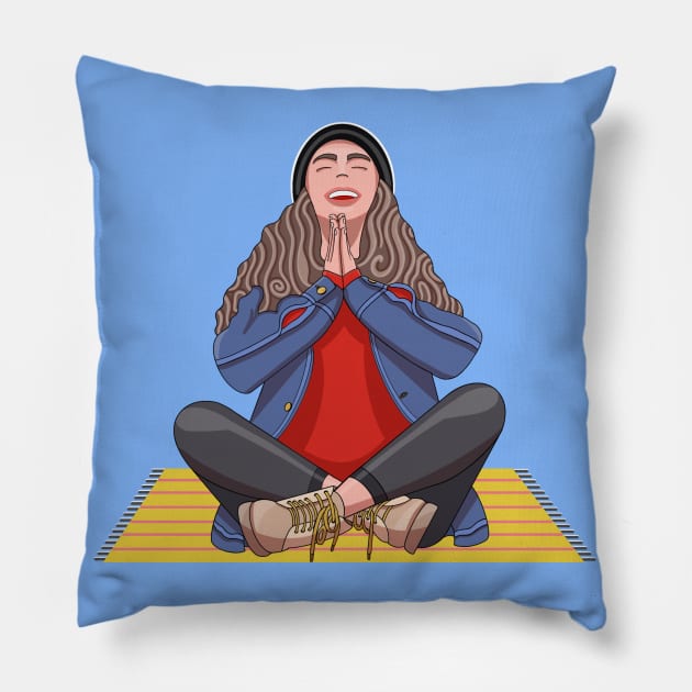 Smiling Meditation Pillow by RoeArtwork