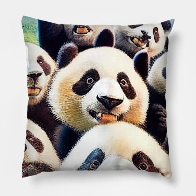 Panda Giant Bear Wild Nature Funny Happy Humor Photo Selfie Pillow by Cubebox