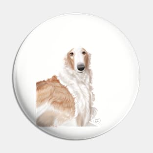 Borzoi portrait Pin