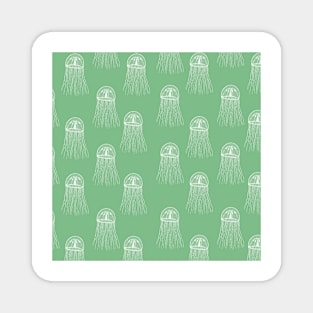 jellyfish aloha print pattern hawaii light pastel green and white Magnet