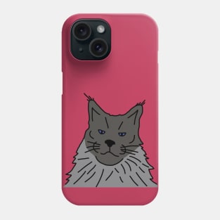 Maine Coon Cat Portrait with Background in Viva Magenta Phone Case