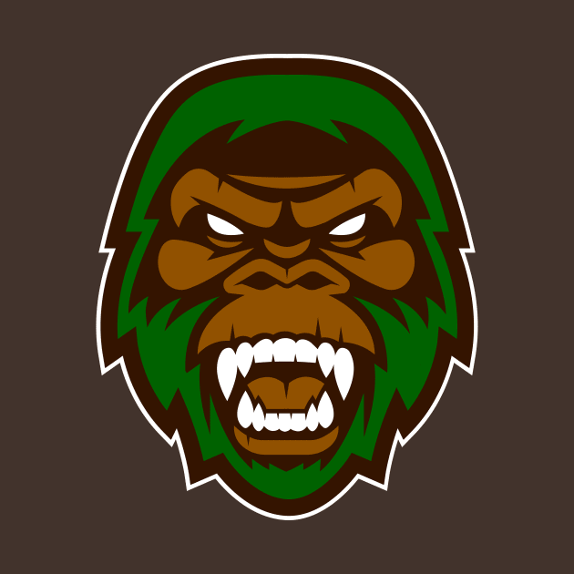 Unleash the Mystery: Growling Green and Brown Big Foot Cryptid Sports Mascot T-shirt by CC0hort