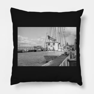 Sailing boat moored in Great Yarmouth harbour Pillow