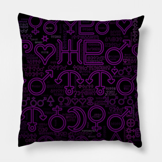 Astrology Symbols Word Cloud (4) Pillow by The Glass Pixel