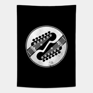 Electric Guitar Headstock Circle Dark Theme Tapestry