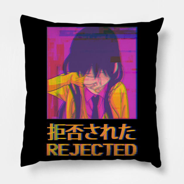 Sad Anime Girl Emo Japanese Vaporwave Aesthetic Rejected T Vaporwave Anime Pillow Teepublic 