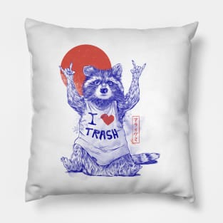 I Love Trash - Cute Funny Metal Raccoon Gift Pillow