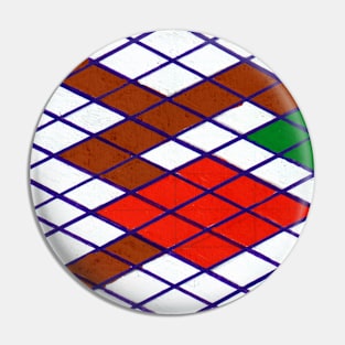 Green Orange Isometric Geometric Abstract Acrylic Painting Pin