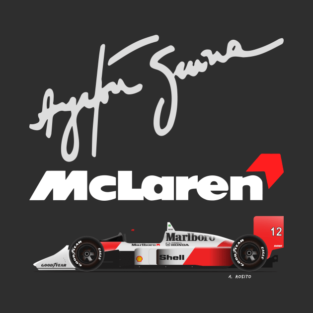 Ayrton Senna's McLaren Honda MP4/4 Illustration by Burro Wheel