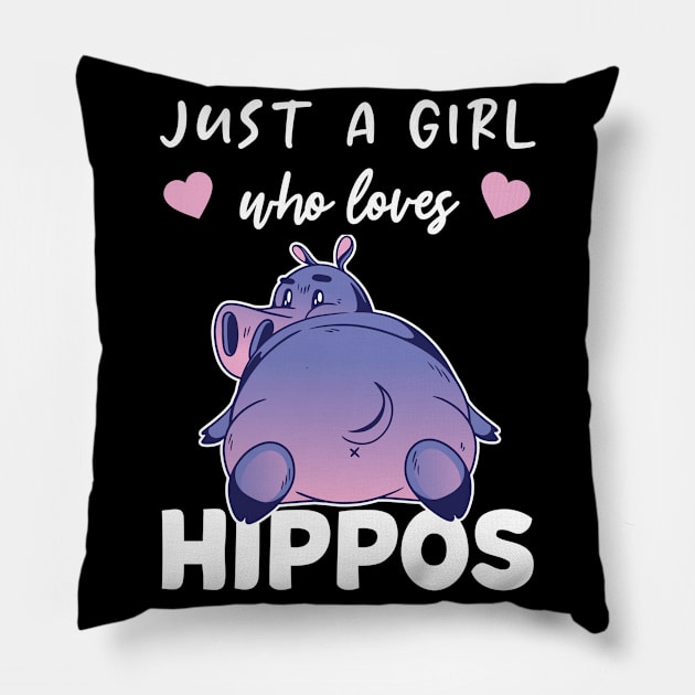 Just A Girl Who Loves Hippos Sweet Hippo Pillow by wbdesignz