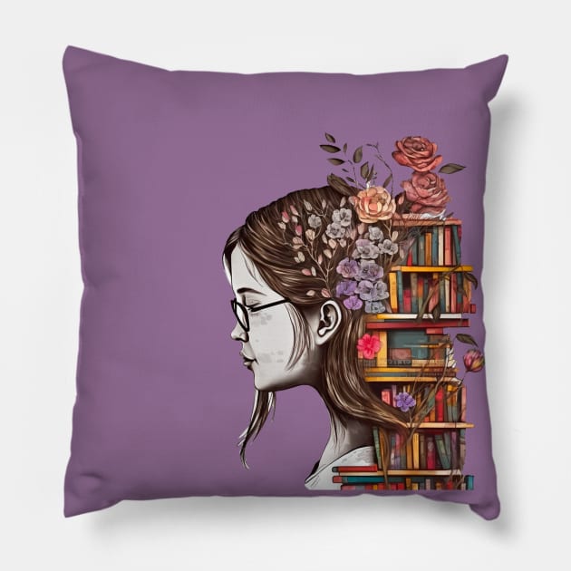 Just a girl who loves books Pillow by ExprEssie