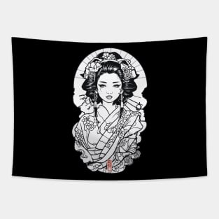 Geisha Black and White Tapestry