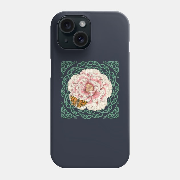 Celtic Peony and Comma Butterfly Phone Case by lottibrown