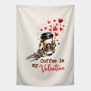 Coffee Is My Valentine Skeleton Valentines Day Tapestry