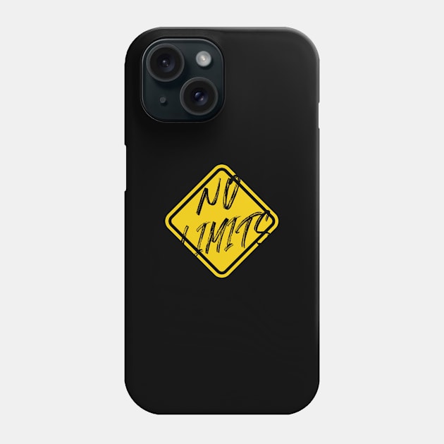 No Limits Yellow Warning Traffic Sign Phone Case by Adrian's Outline