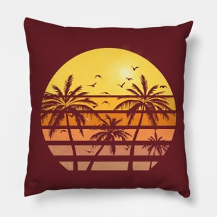 Palm Tree Retro Vintage Sunset Pillow