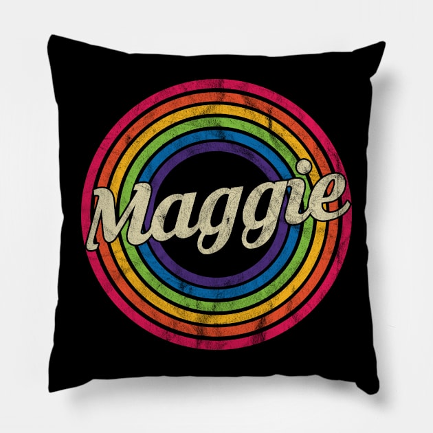 Maggie - Retro Rainbow Faded-Style Pillow by MaydenArt