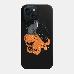 Snorkeling Cat Riding Octopus Phone Case