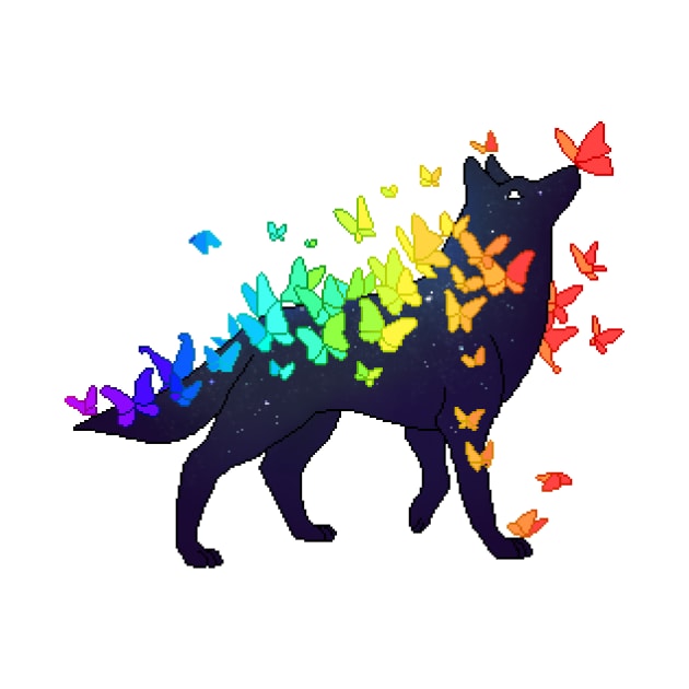 Pride Flag Galaxy Wolf by Oceanic Scribbles