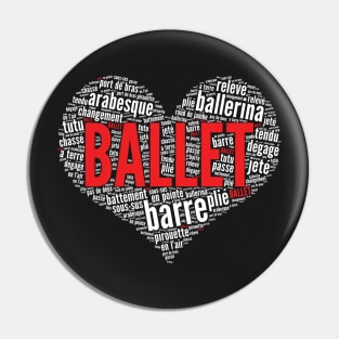 Ballet Heart Ballerina Pointe Shoes Point Women Girls Kid print Pin