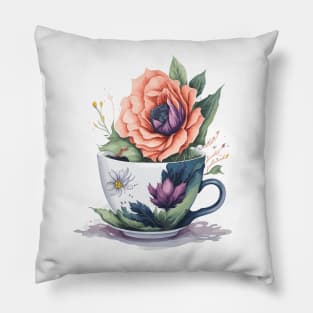 Flower in a Tea Cup Pillow
