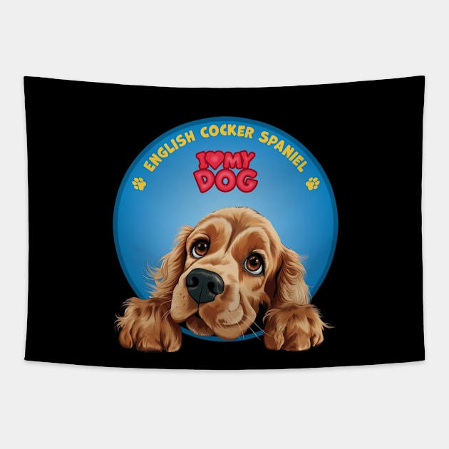 I Love my dog English Cocker Spaniel Tapestry by SergioArt