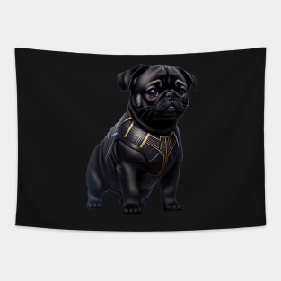 Adorable Pug in Intricate Royal Armor - Powerful and Cute Tapestry