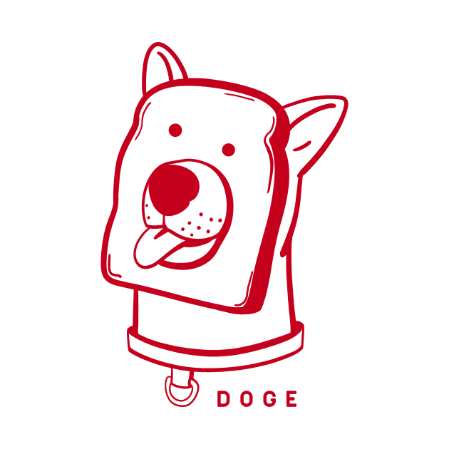 Slice of bread and doge face a funny and weird awesomeness in red ink by croquis design