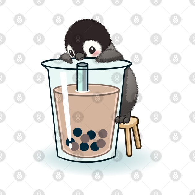 Happy emperor penguin chick with bubble tea by tomodaging