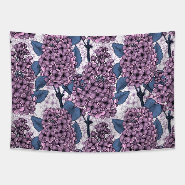 Lilac in violet and blue Tapestry by katerinamk