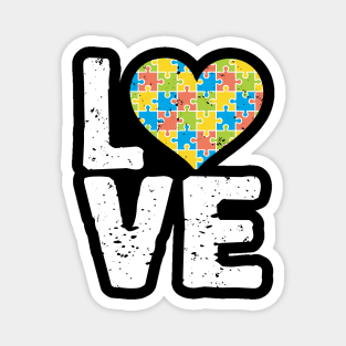 Cute Autism Awareness Love Colorful Puzzle Heart Magnet