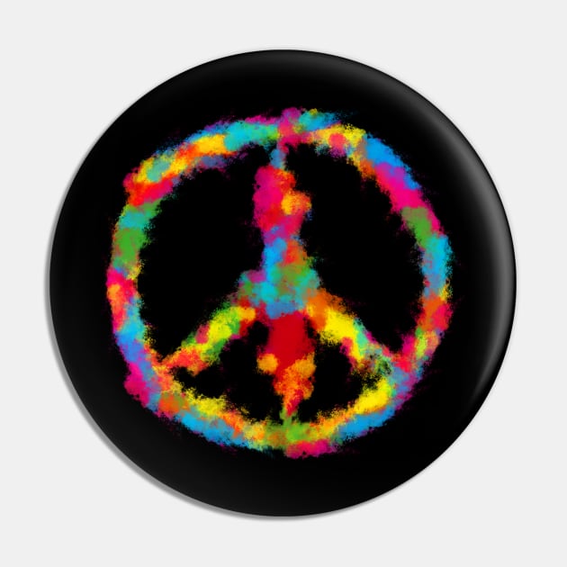 Peace Symbol in Rainbow Watercolors Pin by Hispaniola-Fineart