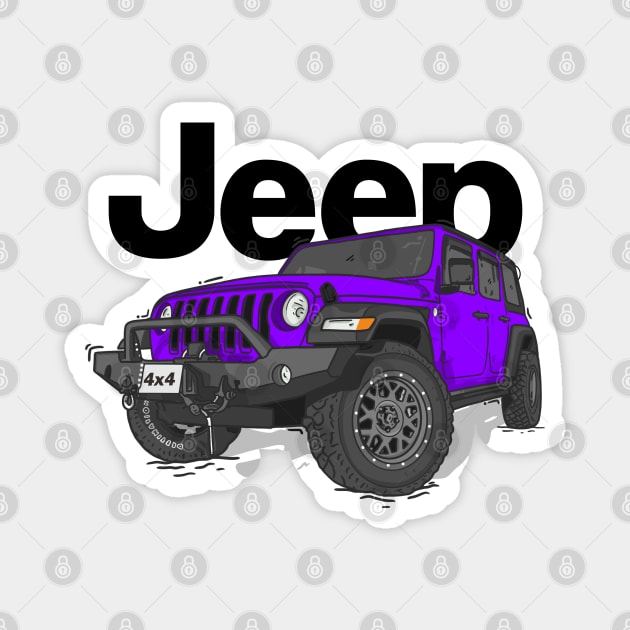 Purple Jeep Wrangler Rubicon Magnet by 4x4 Sketch