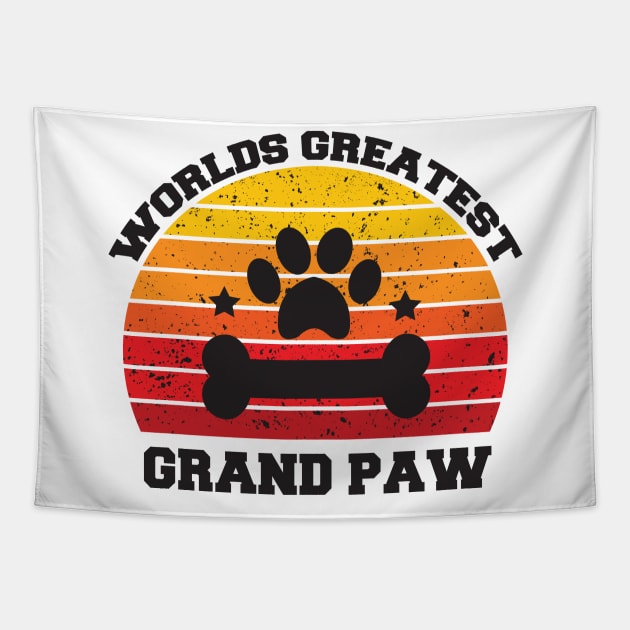 Grandpaw Worlds Greatest Grand Paw Funny Dogs Tee Tapestry by  Funny .designs123