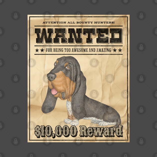 Cute Funny Basset Hound Wanted Poster by Danny Gordon Art