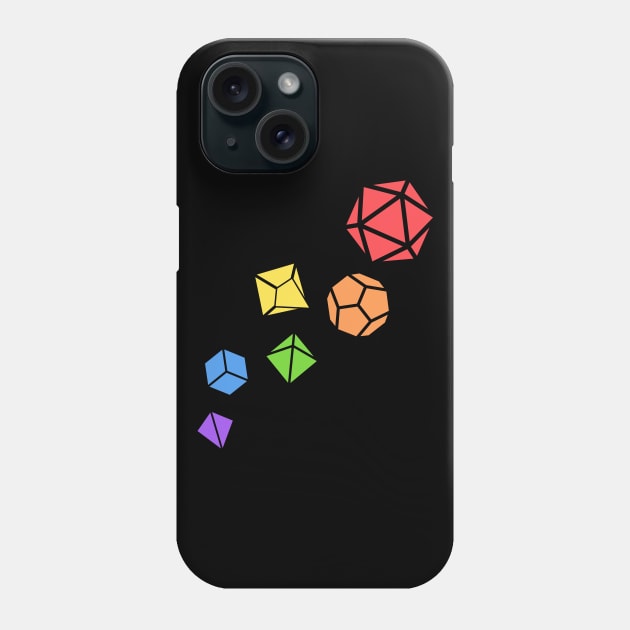 Rainbow Polyhedral D20 Dice Set TRPG Tabletop RPG Gaming Addict Phone Case by dungeonarmory