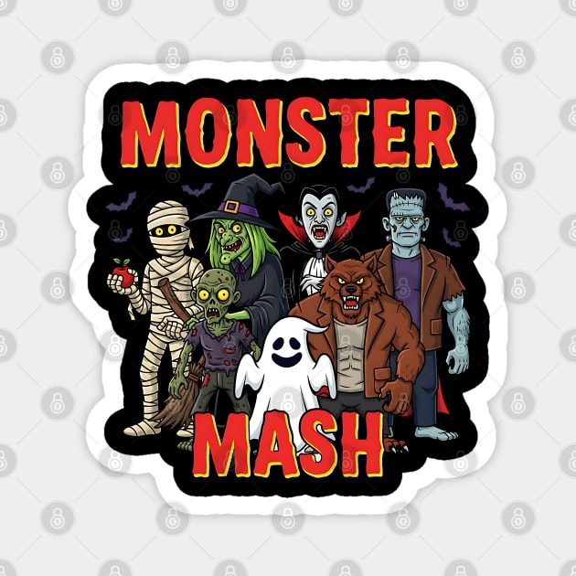 Monster Mash | Retro Halloween Monsters Magnet by UrbanLifeApparel
