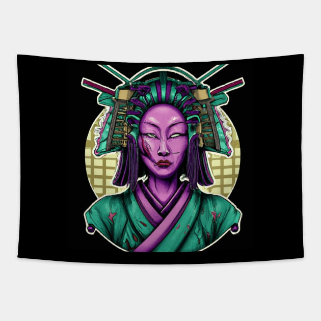 Zombie Samurai Geisha Tapestry by Union Soul Tees