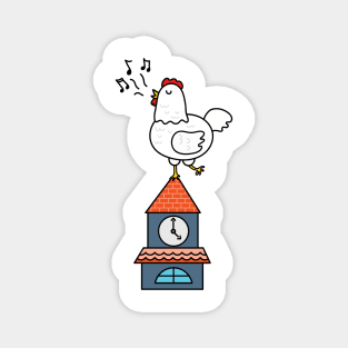 cute rooster on top of clock tower Magnet