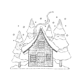 Snowy Lodge and some Trees T-Shirt