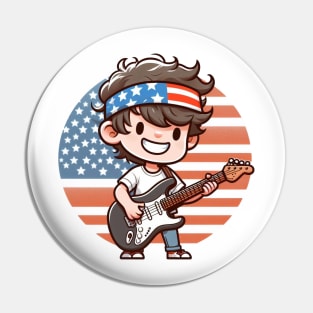 A Whimsical Tribute to American Culture in Cartoon Style T-Shirt Pin