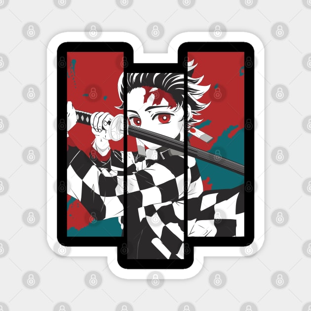 Tanjiro Kamado Red Art - Demon Slayer Magnet by Otaku Vibes