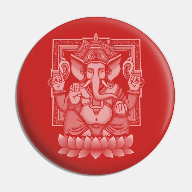 White Ganesh Halftone Pin by GAz